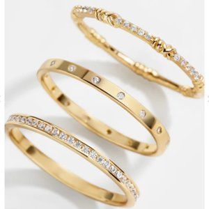 BaubleBar 18K Gold 3-Ring Set, size 8